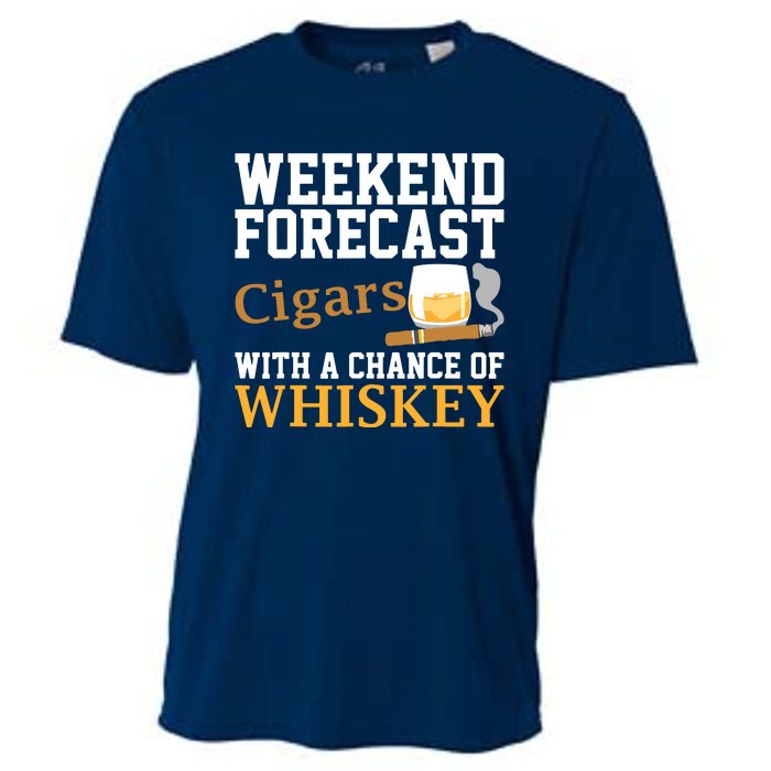 Funny Weekend Forecast Cigars And Whiskey Gift For Men Women Cooling Performance Crew T-Shirt