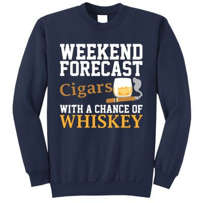 Funny Weekend Forecast Cigars And Whiskey Gift For Men Women Sweatshirt