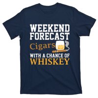 Funny Weekend Forecast Cigars And Whiskey Gift For Men Women T-Shirt