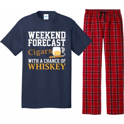 Funny Weekend Forecast Cigars And Whiskey Gift For Men Women Pajama Set