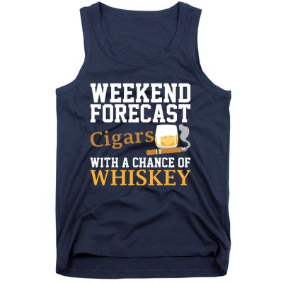 Funny Weekend Forecast Cigars And Whiskey Gift For Men Women Tank Top