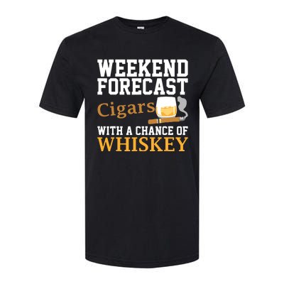 Funny Weekend Forecast Cigars And Whiskey Gift For Men Women Softstyle CVC T-Shirt