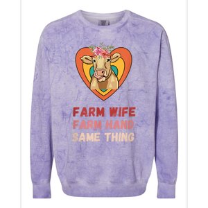 Farm Wife Farm Hand Same Thing, Funny Cow Tees Colorblast Crewneck Sweatshirt