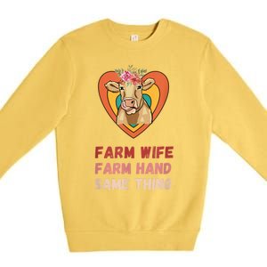 Farm Wife Farm Hand Same Thing, Funny Cow Tees Premium Crewneck Sweatshirt