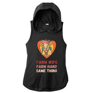 Farm Wife Farm Hand Same Thing, Funny Cow Tees Ladies PosiCharge Tri-Blend Wicking Draft Hoodie Tank