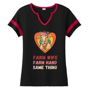 Farm Wife Farm Hand Same Thing, Funny Cow Tees Ladies Halftime Notch Neck Tee