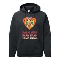 Farm Wife Farm Hand Same Thing, Funny Cow Tees Performance Fleece Hoodie