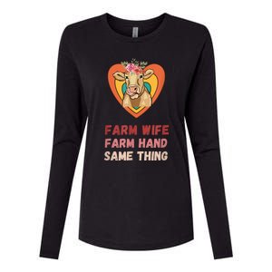 Farm Wife Farm Hand Same Thing, Funny Cow Tees Womens Cotton Relaxed Long Sleeve T-Shirt