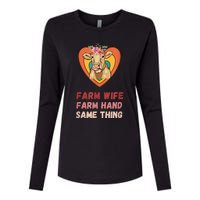 Farm Wife Farm Hand Same Thing, Funny Cow Tees Womens Cotton Relaxed Long Sleeve T-Shirt