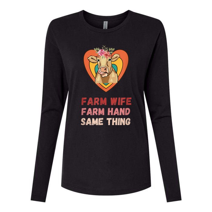 Farm Wife Farm Hand Same Thing, Funny Cow Tees Womens Cotton Relaxed Long Sleeve T-Shirt