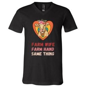 Farm Wife Farm Hand Same Thing, Funny Cow Tees V-Neck T-Shirt