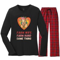 Farm Wife Farm Hand Same Thing, Funny Cow Tees Women's Long Sleeve Flannel Pajama Set 