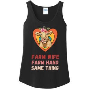 Farm Wife Farm Hand Same Thing, Funny Cow Tees Ladies Essential Tank