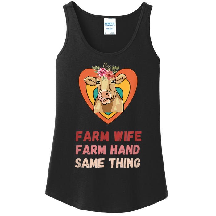 Farm Wife Farm Hand Same Thing, Funny Cow Tees Ladies Essential Tank