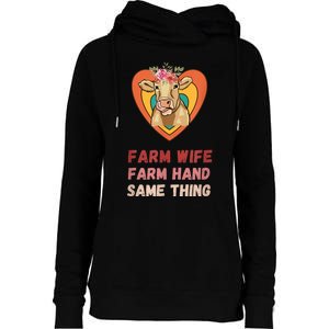 Farm Wife Farm Hand Same Thing, Funny Cow Tees Womens Funnel Neck Pullover Hood