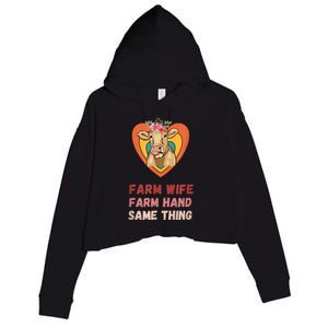 Farm Wife Farm Hand Same Thing, Funny Cow Tees Crop Fleece Hoodie