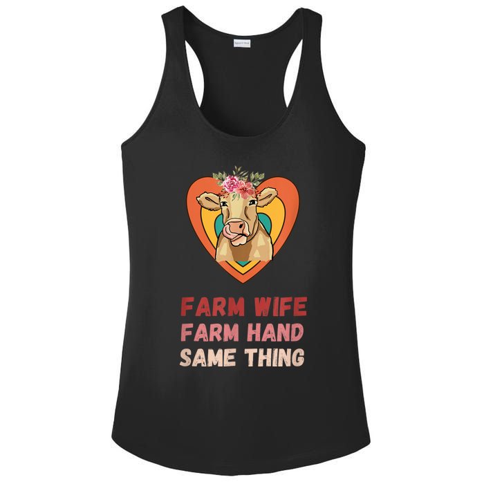 Farm Wife Farm Hand Same Thing, Funny Cow Tees Ladies PosiCharge Competitor Racerback Tank