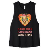 Farm Wife Farm Hand Same Thing, Funny Cow Tees Women's Racerback Cropped Tank