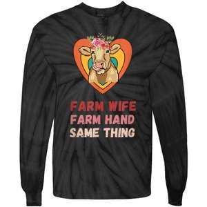 Farm Wife Farm Hand Same Thing, Funny Cow Tees Tie-Dye Long Sleeve Shirt