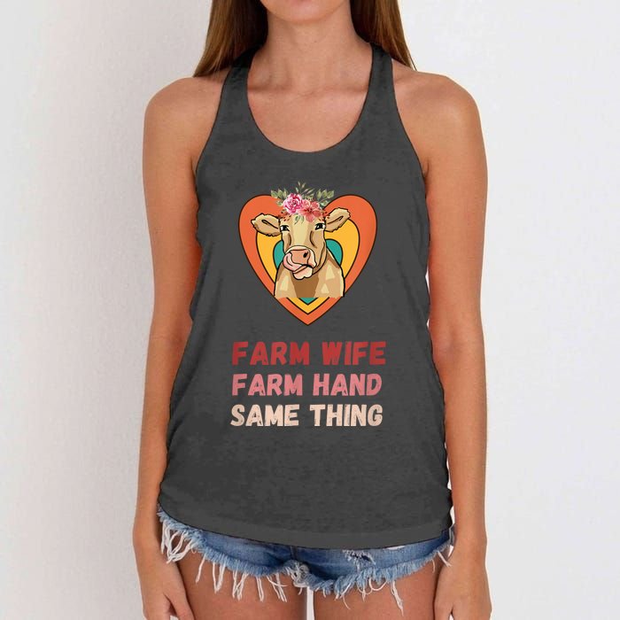 Farm Wife Farm Hand Same Thing, Funny Cow Tees Women's Knotted Racerback Tank