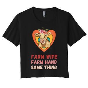 Farm Wife Farm Hand Same Thing, Funny Cow Tees Women's Crop Top Tee