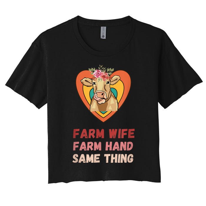 Farm Wife Farm Hand Same Thing, Funny Cow Tees Women's Crop Top Tee