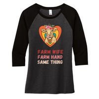 Farm Wife Farm Hand Same Thing, Funny Cow Tees Women's Tri-Blend 3/4-Sleeve Raglan Shirt