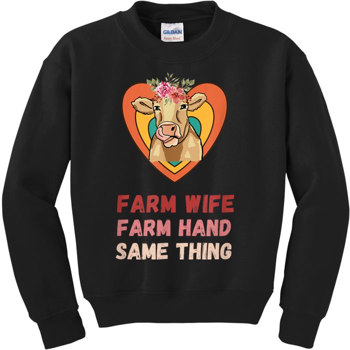 Farm Wife Farm Hand Same Thing, Funny Cow Tees Kids Sweatshirt