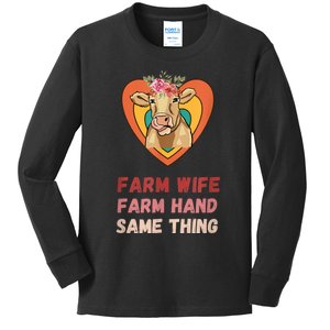 Farm Wife Farm Hand Same Thing, Funny Cow Tees Kids Long Sleeve Shirt