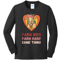 Farm Wife Farm Hand Same Thing, Funny Cow Tees Kids Long Sleeve Shirt