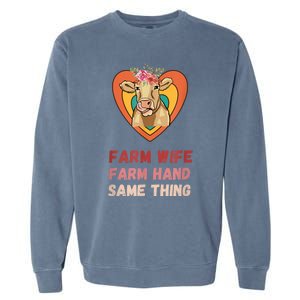 Farm Wife Farm Hand Same Thing, Funny Cow Tees Garment-Dyed Sweatshirt