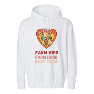 Farm Wife Farm Hand Same Thing, Funny Cow Tees Garment-Dyed Fleece Hoodie