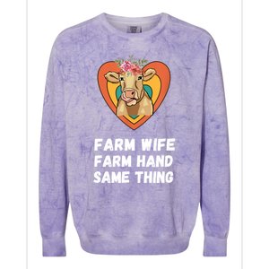 Farm Wife Farm Hand Same Thing, Funny Cow Tees Colorblast Crewneck Sweatshirt