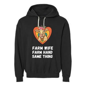 Farm Wife Farm Hand Same Thing, Funny Cow Tees Garment-Dyed Fleece Hoodie