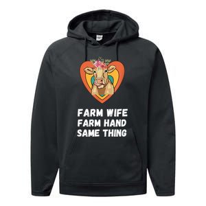 Farm Wife Farm Hand Same Thing, Funny Cow Tees Performance Fleece Hoodie