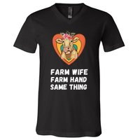 Farm Wife Farm Hand Same Thing, Funny Cow Tees V-Neck T-Shirt