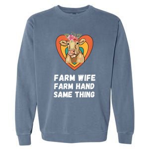 Farm Wife Farm Hand Same Thing, Funny Cow Tees Garment-Dyed Sweatshirt