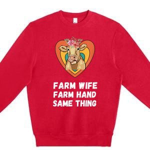 Farm Wife Farm Hand Same Thing, Funny Cow Tees Premium Crewneck Sweatshirt