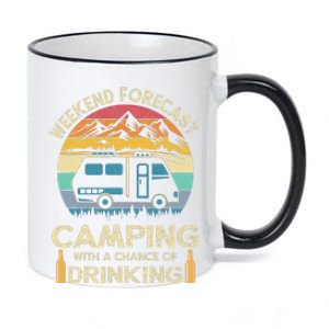 Funny Weekend Forecast Camping With A Chance Of Drinking 11oz Black Color Changing Mug