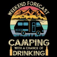 Funny Weekend Forecast Camping With A Chance Of Drinking Cooling Performance Crew T-Shirt