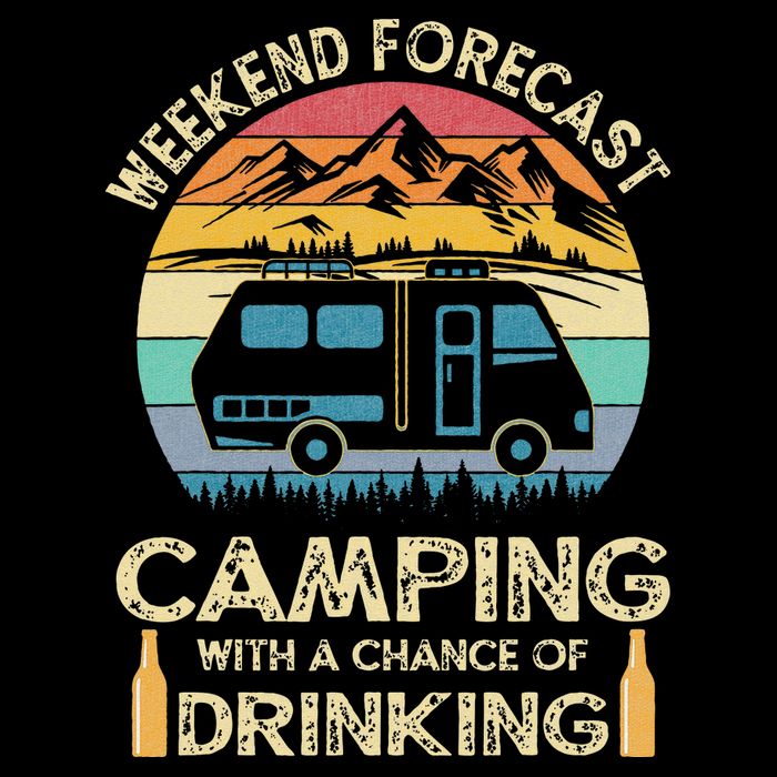 Funny Weekend Forecast Camping With A Chance Of Drinking Cooling Performance Crew T-Shirt
