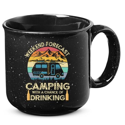 Funny Weekend Forecast Camping With A Chance Of Drinking 15oz Campfire Ceramic Mug