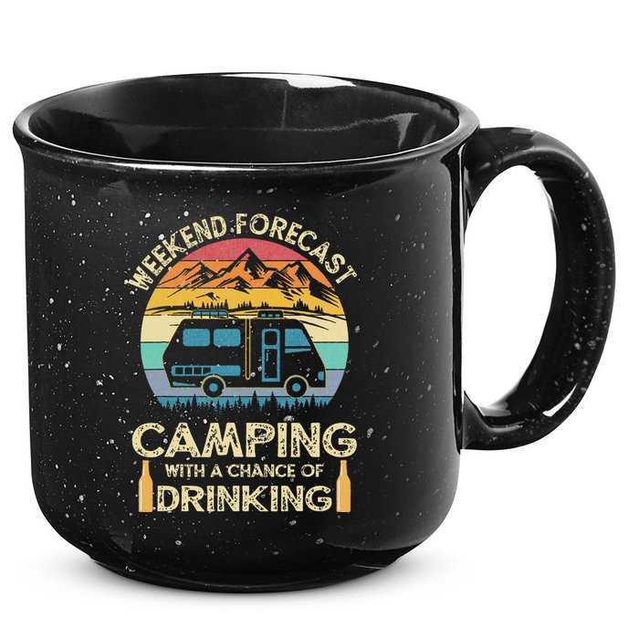 Funny Weekend Forecast Camping With A Chance Of Drinking 15oz Campfire Ceramic Mug