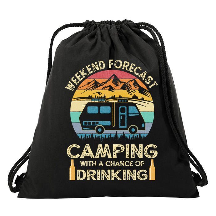 Funny Weekend Forecast Camping With A Chance Of Drinking Drawstring Bag