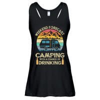 Funny Weekend Forecast Camping With A Chance Of Drinking Ladies Essential Flowy Tank