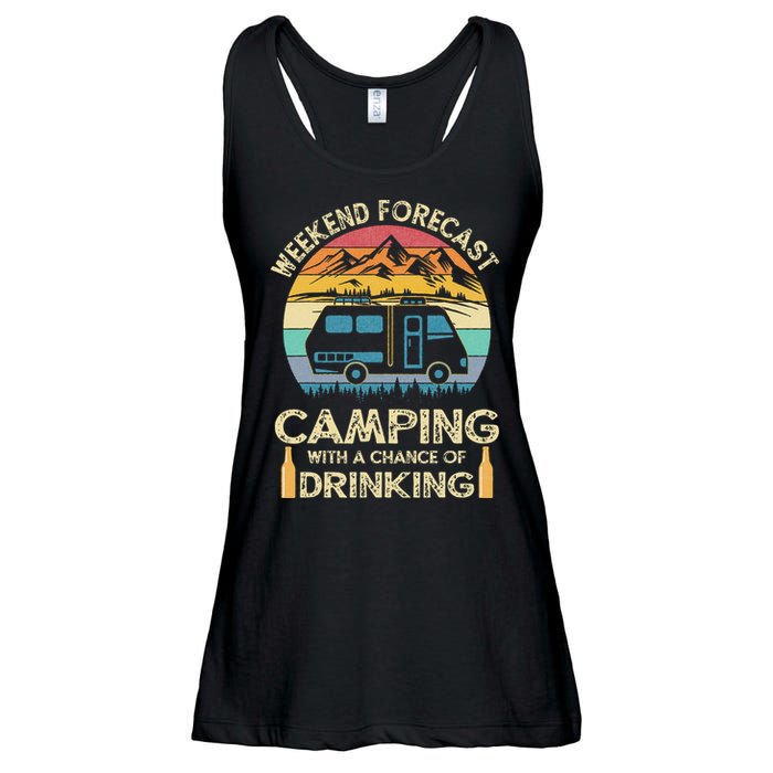 Funny Weekend Forecast Camping With A Chance Of Drinking Ladies Essential Flowy Tank