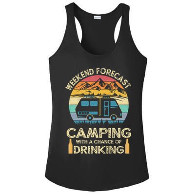 Funny Weekend Forecast Camping With A Chance Of Drinking Ladies PosiCharge Competitor Racerback Tank