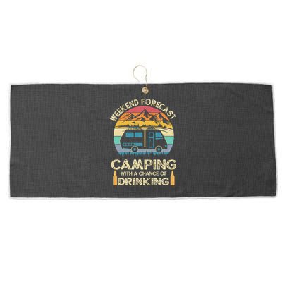 Funny Weekend Forecast Camping With A Chance Of Drinking Large Microfiber Waffle Golf Towel