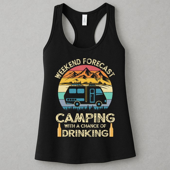 Funny Weekend Forecast Camping With A Chance Of Drinking Womens Tank Top