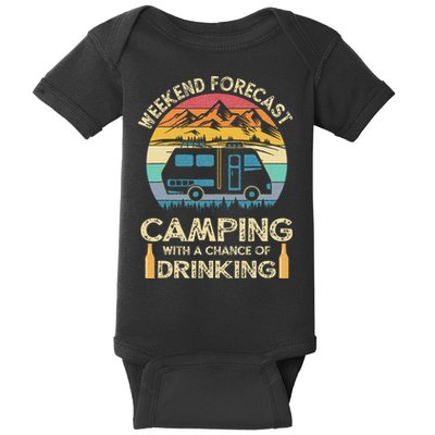 Funny Weekend Forecast Camping With A Chance Of Drinking Baby Bodysuit
